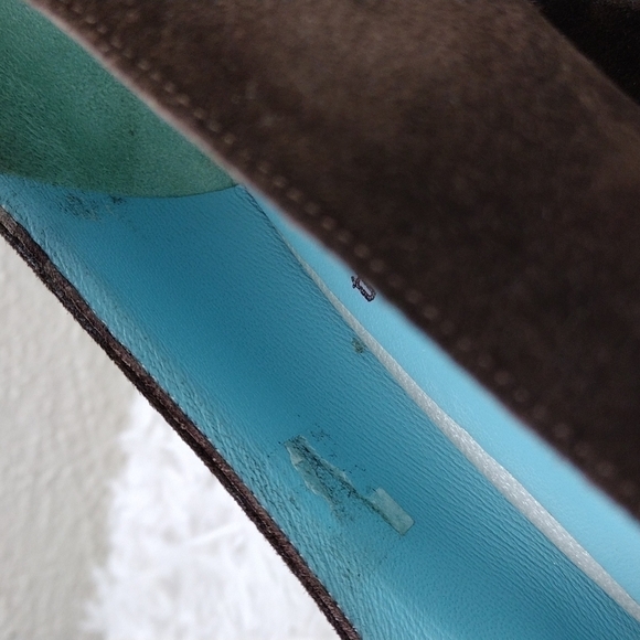 Thierry Rabotin Vintage Brown Suede Leather Almond Peep Toe Blocked Heel Shoe - Picture 12 of 15